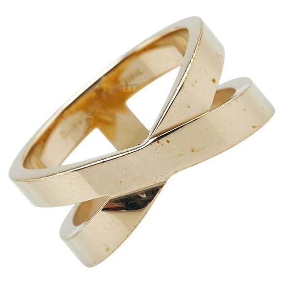 Hermes Ribbon Scarf Ring Gold Plated Women's